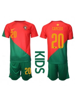 Portugal Joao Cancelo #20 Replika Hemmakläder Barn VM 2022 Kortärmad (+ byxor)